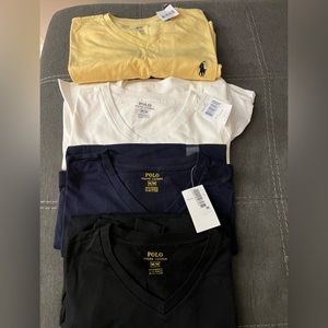 Four men’s polo Ralph Lauren v-neck short sleeve.